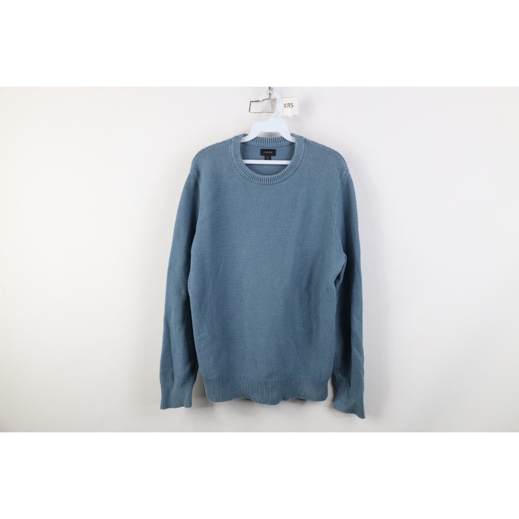 Vintage Y2k J Crew Mens Medium Faded Blank Cotton Thermal Knit Crewneck Sweater
